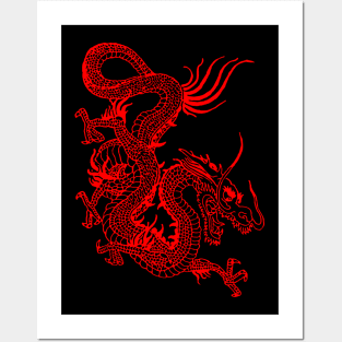 Red Chinese Dragon Beast Posters and Art